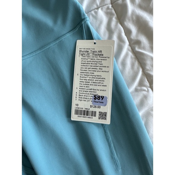 New Lululemon Wunder Train High Rise Tight 25" Size 10 Washed Blue Workout NWT - Picture 9 of 12